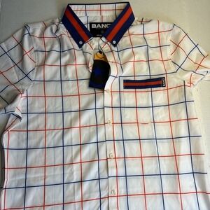 Bang! Button Up Short Sleeve Red White Blue Men's‎ Large   438